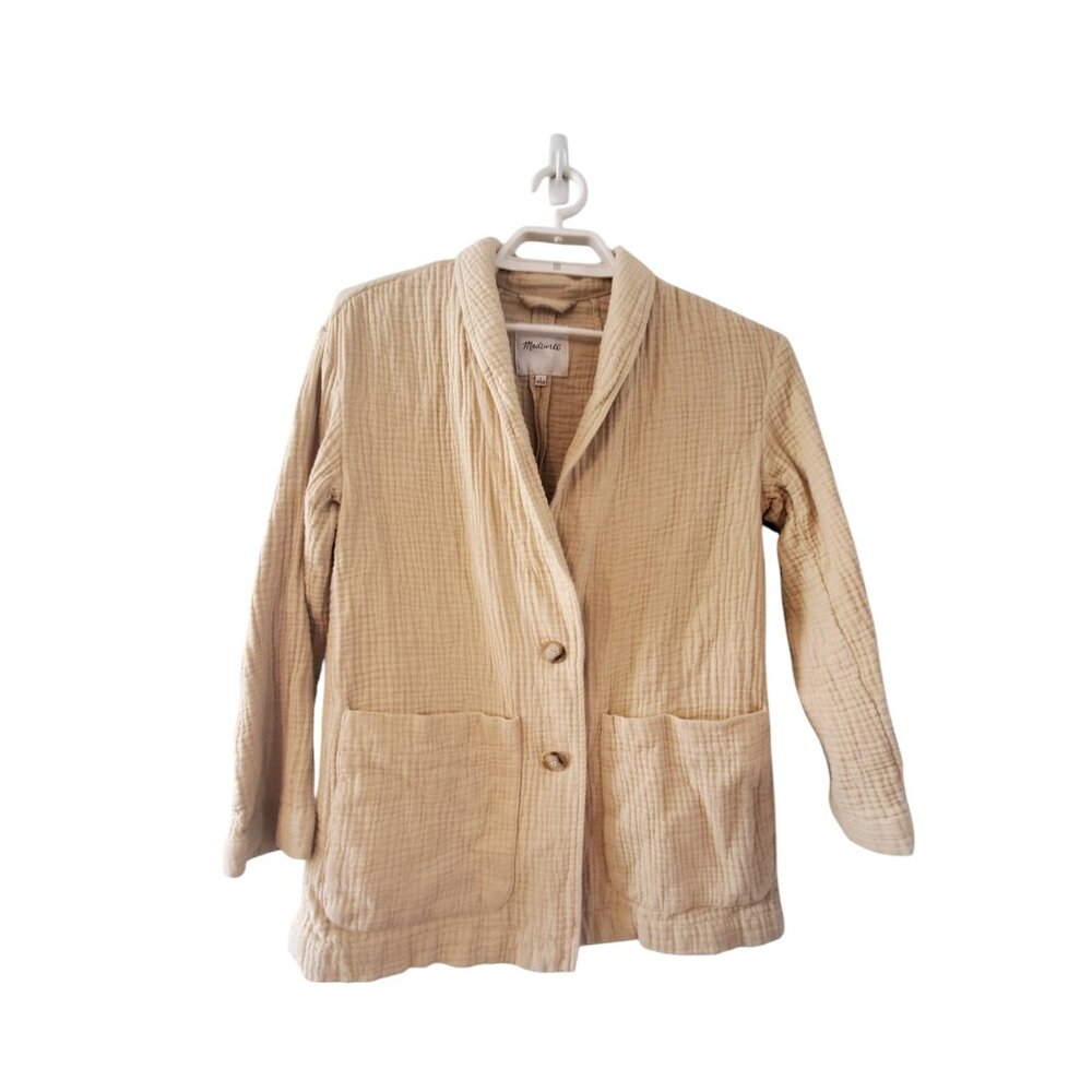 Madewell lightspun dorset blazer womens Small Summer Dune tan cotton oversized